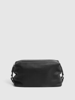 Reiss Black Cole Leather Washbag