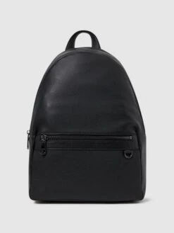Reiss Black Drew Leather Zipped Backpack