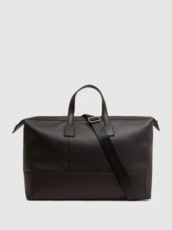 Reiss Chocolate Carter Leather Holdall -Style Trend Shop D55833s4