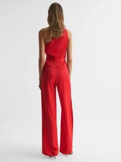 Reiss Red Eliza Petite Off-The-Shoulder Jumpsuit -Style Trend Shop D56 077s5