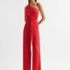Reiss Red Eliza Off-The-Shoulder Jumpsuit -Style Trend Shop D56 078s
