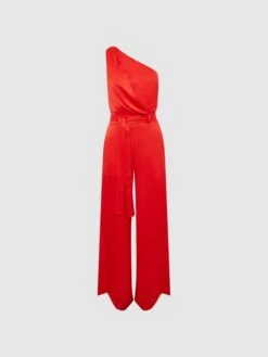 Reiss Red Eliza Off-The-Shoulder Jumpsuit -Style Trend Shop D56 078s2
