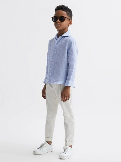 Reiss Soft Blue Ruban Junior Linen Regular Fit Shirt 5 Reiss Soft Blue Ruban Junior Linen Regular Fit Shirt - Image 3