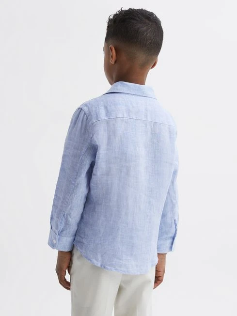 Reiss Soft Blue Ruban Junior Linen Regular Fit Shirt 7 Reiss Soft Blue Ruban Junior Linen Regular Fit Shirt - Image 5