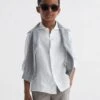 Reiss White Ruban Junior Linen Regular Fit Shirt -Style Trend Shop D56 881s