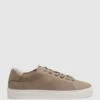 Reiss Taupe Finley Knit Knit Leather Low Top Trainers -Style Trend Shop D56888s
