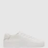 Reiss White Finley Knit Leather Low Top Trainers -Style Trend Shop D56889s