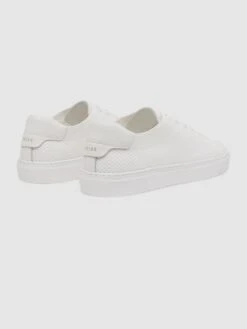 Reiss White Finley Knit Leather Low Top Trainers -Style Trend Shop D56889s4