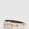 Reiss Stone Hayley Leather Square Hinge Belt -Style Trend Shop D57 926s