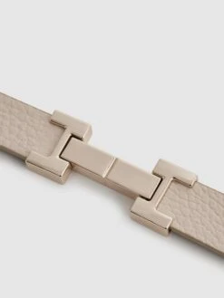 Reiss Stone Hayley Leather Square Hinge Belt -Style Trend Shop D57 926s4
