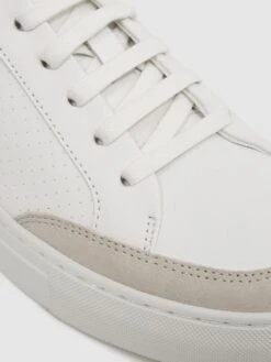 Reiss Sage/White Ashley Low Top Leather Trainers -Style Trend Shop D57 930s4