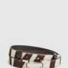 Reiss Chocolate/Ecru Hayley Leather Square Hinge Belt -Style Trend Shop D57 974s