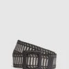 Reiss Black/Neutral Daisy Raffia Buckled Belt -Style Trend Shop D57 975s