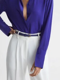 Reiss Purple Molly Mini Leather Waist Belt -Style Trend Shop D57 977s2