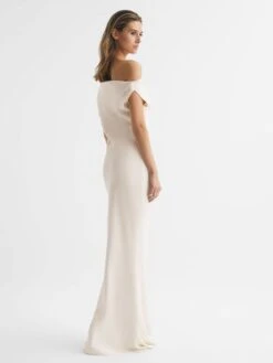 Reiss Ivory Loretta Off-The-Shoulder Maxi Dress 12 Reiss Ivory Loretta Off-The-Shoulder Maxi Dress -Style Trend Shop D57 997s5
