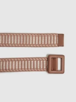 Reiss Neutral Daisy Raffia Buckled Belt -Style Trend Shop D57976s3
