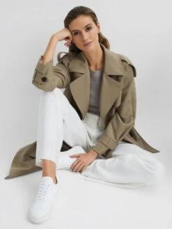 Reiss White Aira Mid Top Leather Trainers -Style Trend Shop D58 011s2