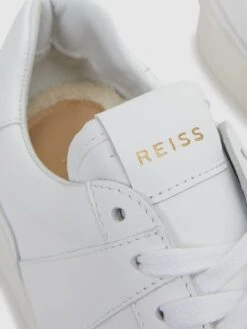 Reiss White Aira Mid Top Leather Trainers -Style Trend Shop D58 011s5