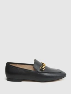 Reiss Black Evan Chain Detail Loafers