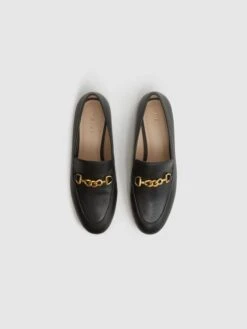 Reiss Black Evan Chain Detail Loafers -Style Trend Shop D58009s4