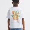 Reiss White Seville Junior Motif Cotton T-Shirt -Style Trend Shop D60 434s