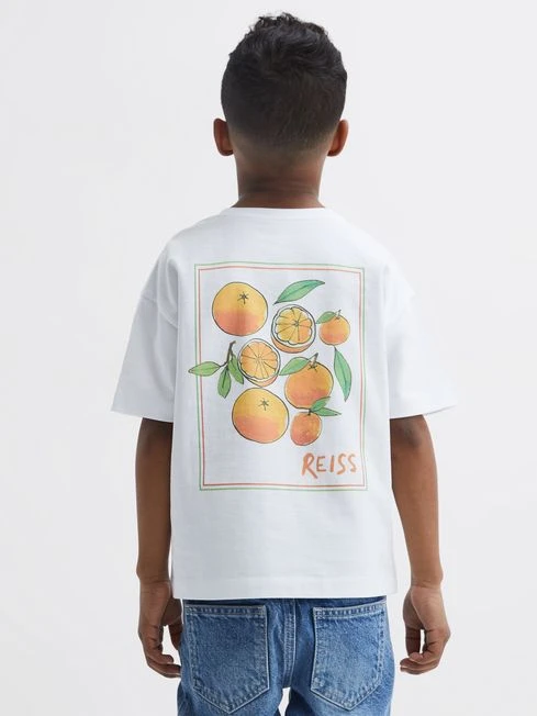Reiss White Seville Junior Motif Cotton T-Shirt 3 Reiss White Seville Junior Motif Cotton T-Shirt