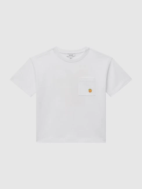 Reiss White Seville Junior Motif Cotton T-Shirt 4 Reiss White Seville Junior Motif Cotton T-Shirt - Image 2
