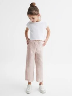 Reiss Soft Pink Cleo Senior Linen Drawstring Trousers