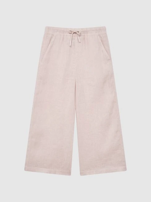 Reiss Soft Pink Cleo Senior Linen Drawstring Trousers 4 Reiss Soft Pink Cleo Senior Linen Drawstring Trousers - Image 2