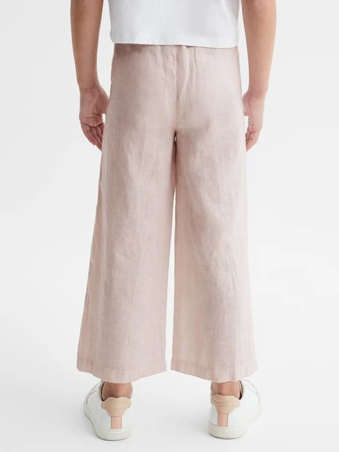 Reiss Soft Pink Cleo Senior Linen Drawstring Trousers 7 Reiss Soft Pink Cleo Senior Linen Drawstring Trousers - Image 5