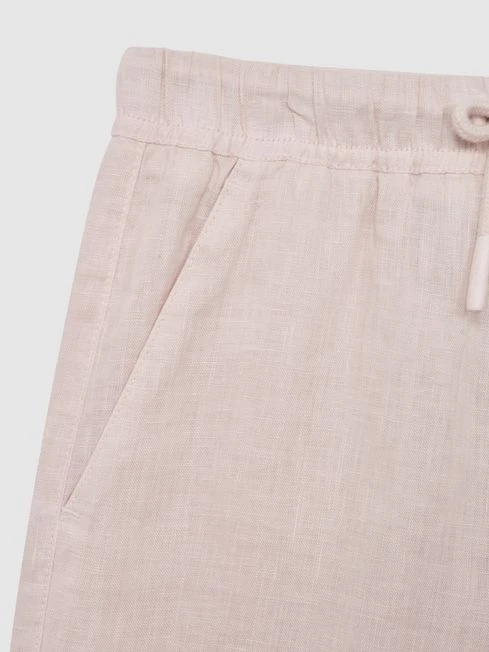 Reiss Soft Pink Cleo Senior Linen Drawstring Trousers 8 Reiss Soft Pink Cleo Senior Linen Drawstring Trousers - Image 6