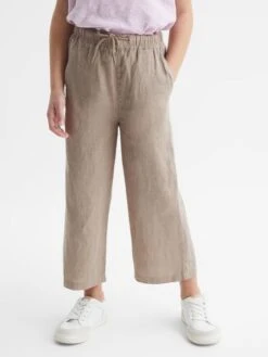 Reiss Mink Cleo Junior Linen Drawstring Trousers -Style Trend Shop D62 084s3