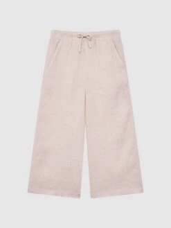 Reiss Soft Pink Cleo Junior Linen Drawstring Trousers 9 Reiss Soft Pink Cleo Junior Linen Drawstring Trousers -Style Trend Shop D62 093s2
