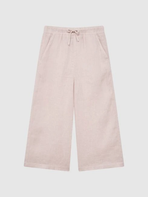 Reiss Soft Pink Cleo Junior Linen Drawstring Trousers 4 Reiss Soft Pink Cleo Junior Linen Drawstring Trousers - Image 2