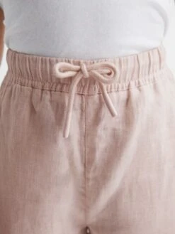 Reiss Soft Pink Cleo Junior Linen Drawstring Trousers 11 Reiss Soft Pink Cleo Junior Linen Drawstring Trousers -Style Trend Shop D62 093s4