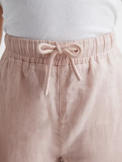 Reiss Soft Pink Cleo Junior Linen Drawstring Trousers 6 Reiss Soft Pink Cleo Junior Linen Drawstring Trousers - Image 4