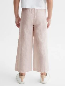 Reiss Soft Pink Cleo Junior Linen Drawstring Trousers 12 Reiss Soft Pink Cleo Junior Linen Drawstring Trousers -Style Trend Shop D62 093s5