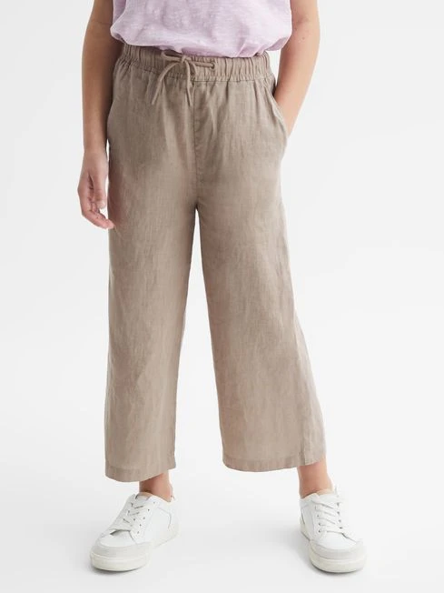 Reiss Mink Cleo Senior Linen Drawstring Trousers 3 Reiss Mink Cleo Senior Linen Drawstring Trousers