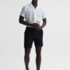 Reiss Black Searcy Linen Side Adjuster Shorts