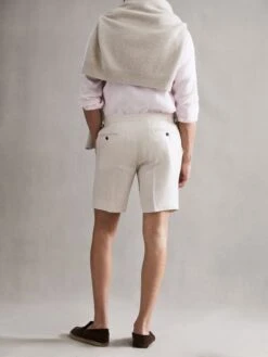 Reiss Oatmeal Searcy Linen Side Adjuster Shorts -Style Trend Shop D62 925s5