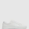 Reiss White Luca Tumbled Tumbled Leather Sneakers