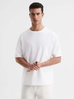 Reiss White Tate Oversized Garment Dye T-Shirt