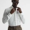 Reiss White Queens Slim Fit Linen Oxford Shirt -Style Trend Shop D65 825s