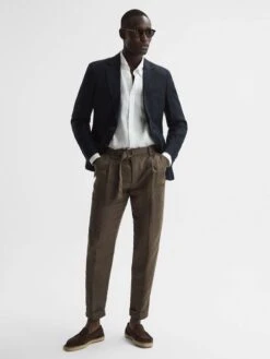 Reiss White Queens Slim Fit Linen Oxford Shirt -Style Trend Shop D65 825s4