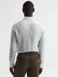 Reiss White Queens Slim Fit Linen Oxford Shirt -Style Trend Shop D65 825s5