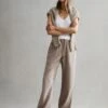 Reiss Mink Cleo Linen Wide Leg Drawstring Trousers 1 Reiss Mink Cleo Linen Wide Leg Drawstring Trousers -Style Trend Shop D65839s
