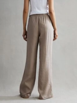 Reiss Mink Cleo Linen Wide Leg Drawstring Trousers 8 Reiss Mink Cleo Linen Wide Leg Drawstring Trousers -Style Trend Shop D65839s3