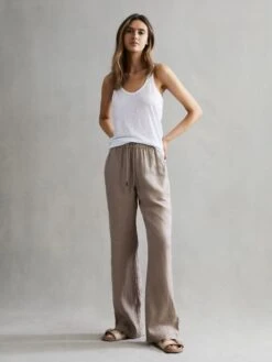 Reiss Mink Cleo Linen Wide Leg Drawstring Trousers 9 Reiss Mink Cleo Linen Wide Leg Drawstring Trousers -Style Trend Shop D65839s4