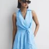 Reiss Blue Suki Sleeveless Linen Playsuit 2 Reiss Blue Suki Sleeveless Linen Playsuit -Style Trend Shop D68 888s