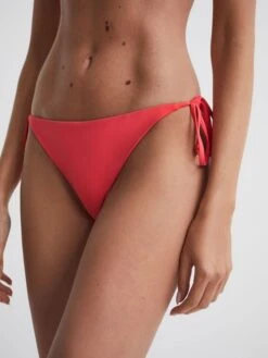 Reiss Bright Coral Ripley Side Tie Bikini Bottoms -Style Trend Shop D68 916s4
